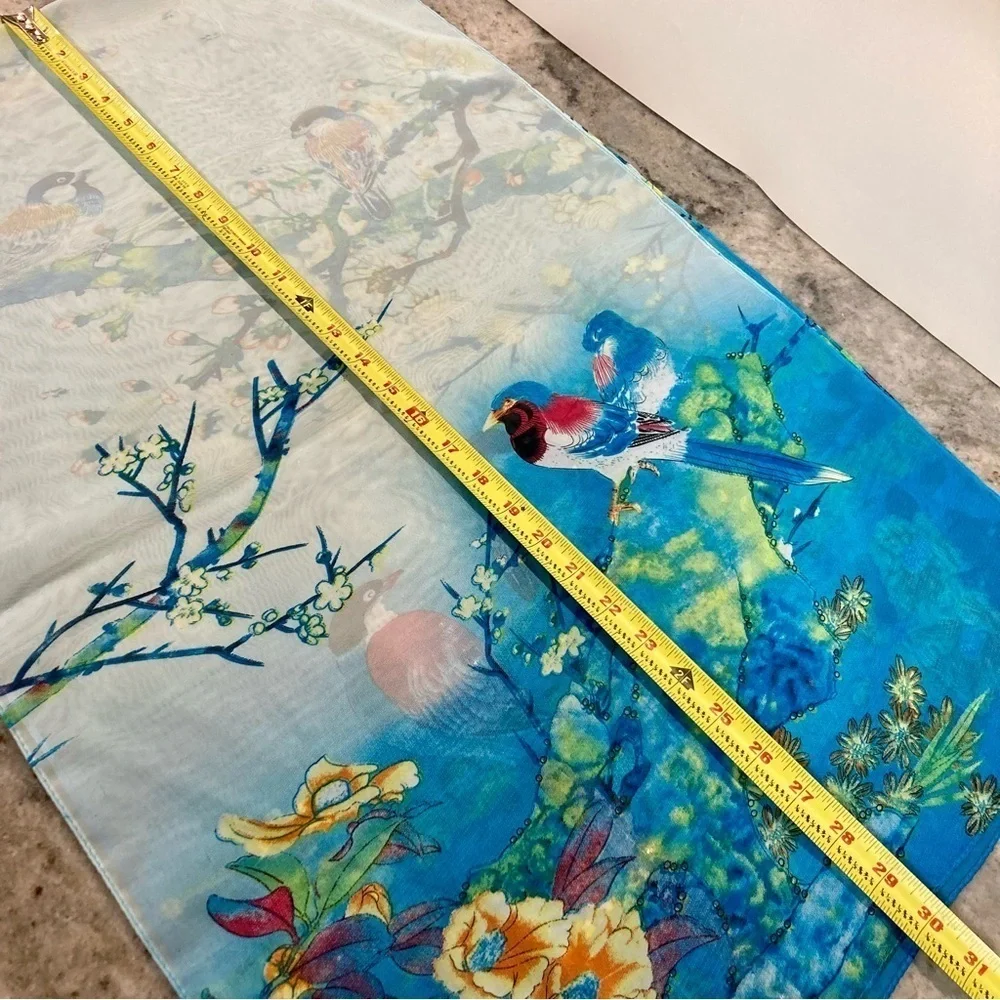 EUC Scarf with Japanese style‎ bird print, 20” x 60”